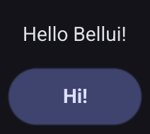 The hello app in the dark theme